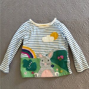 Mini boden striped shirt with bunny and hidden fox
